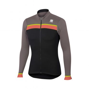 Sportful Pista thermal Radtrikot lange Ärmel Schwarz/Braun Herren