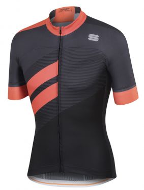 Sportful Bodyfit team jersey Kurzarm Radtrikot Schwarz/Orange Herren