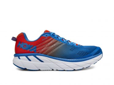 Hoka One One Clifton 6 wide Laufschuhe Rot/Blau Herren