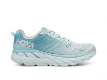 Hoka One One Clifton 6 wide Laufschuhe Blau/Grau Damen