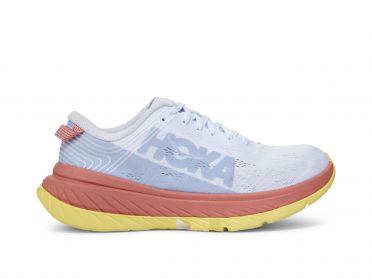 Hoka One One Carbon X Laufschuhe Weiß/Rosa/Gelb Damen