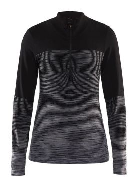 Craft Wool Comfort 2.0 CN Zip Langarm Unterwäsche Schwarz Damen