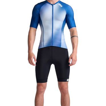 2XU Aero tri top Kurzarm Weiss/Blau Herren