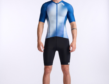 2XU Aero tri top Kurzarm Weiss/Blau Herren