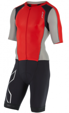 2XU Compression Full Zip sleeved trisuit Schwarz/Grau/Rot Herren 