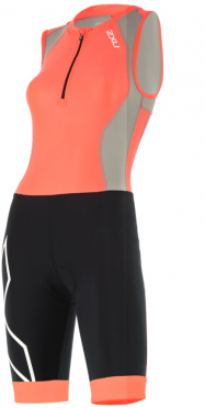 2XU Compression Trisuit Front Zip Orange/Schwarz Damen