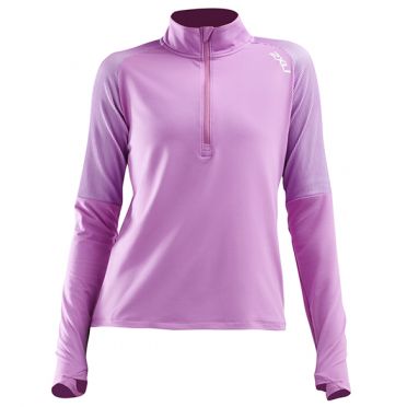 2XU GHST 1/2 Zip Laufshirt langer Ärmel rosa Damen