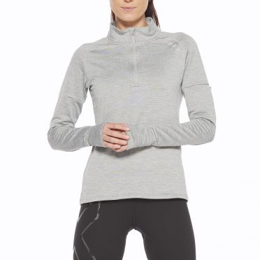 2XU Pursuit Thermal 1/4 Zip Laufshirt langer Ärmel Gray Damen