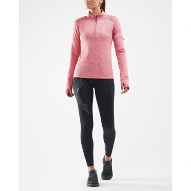 2XU Pursuit Thermal 1/4 Zip Laufshirt langer Ärmel Rosa Damen