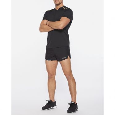 2XU GHST Laufshirt Kurzarm Schwarz/Gold Herren