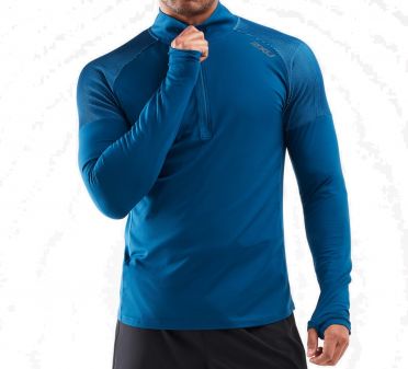 2XU GHST 1/2 Zip Laufshirt langer Ärmel Blau Herren
