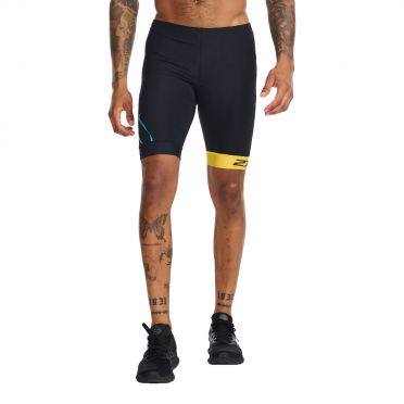 2XU Core 9 Inch Tri Shorts Schwarz/Gelb Heren