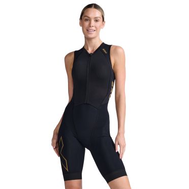 2XU Light speed front zip trisuit armellos schwarz Damen 