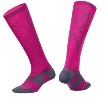 2XU Vectr merino LC Full Lenght Kompression hoche socken Rosa 