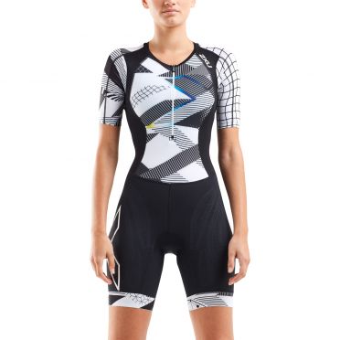 2XU Compression Kurzarm Trisuit Schwarz/Weiß Damen