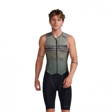 2XU Aero front zip trisuit Armellos Grun Herren 