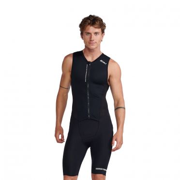 2XU Aero front zip trisuit Armellos Schwarz Herren 