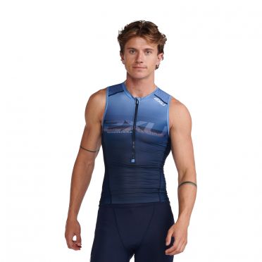 2XU Aero front zip trisuit Armellos Blau Herren