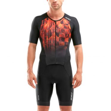2XU Perform Kurzarm Trisuit Schwarz/Rot Herren
