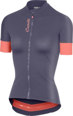Castelli Anima 2 FZ Kurzarmtrikot Blau/Salmon Damen
