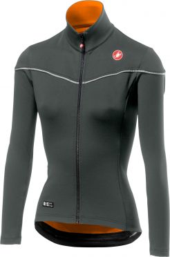 Castelli Nelmezzo ros W Radtrikot lange Ärmel Forest Grau Damen