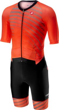 Castelli All out speed Trisuit Kurzen Ärmel Orange/Schwarz Herren