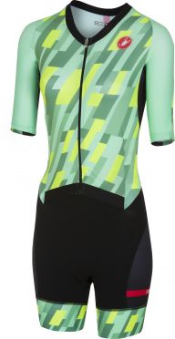 Castelli All out W speed Trisuit Kurzen Ärmel Minze/Gelb/Schwarz Damen