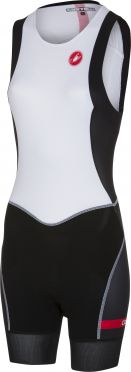 Castelli Short distance W race Trisuit Rückreißverschluss Ärmellos Weiß/Schwarz Damen
