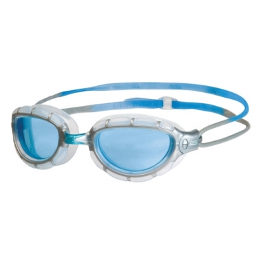 Zoggs Predator Schwimmbrille Silber/Blau - blaue Linse