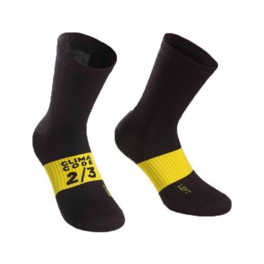 Assos spring/fall Radsocken schwarz/gelb unisex 