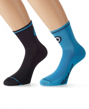 Assos MilleSock Evo7 Radsocken 2-pack Schwarz/Blau