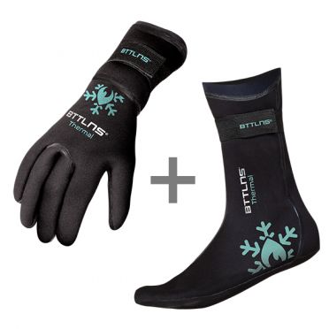 BTTLNS Neopren Thermal Schwimmhandschuhe und Schwimmsocken Vorteilspaket mint