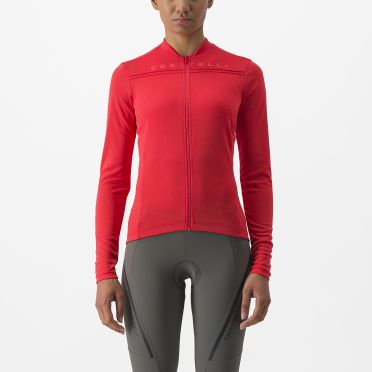 Castelli Anima 4 Radtrikot Langarm Rot Damen