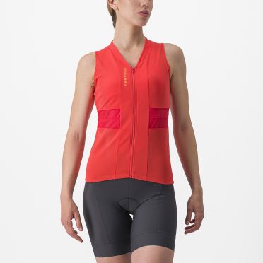 Castelli Anima 4 armelloses Radtrikot Rot Damen 