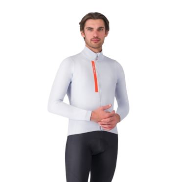 Castelli Entrata Thermal Radtrikot langarm silver grey/brilliant orange herren 