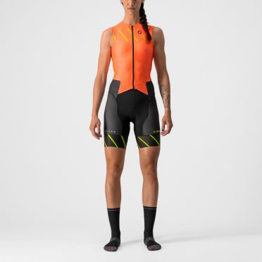 Castelli Free Sanremo 2 Trisuit ärmellos Orange damen 