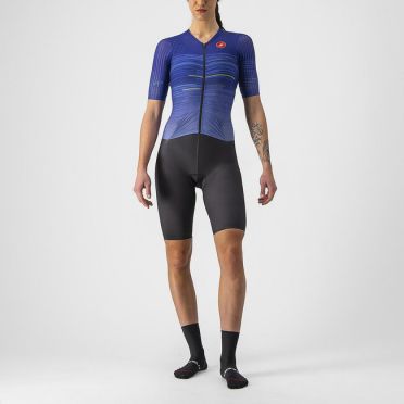 Castelli PR W speed Trisuit Kurzarm Schwarz/Blau Damen