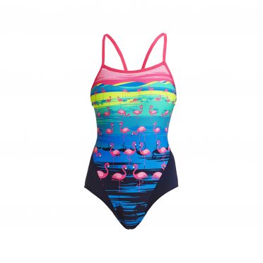 Funkita Flamingo flood Single Strap Badeanzug Damen