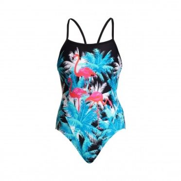 Funkita Flamingo Night Single Strap Badeanzug Damen 