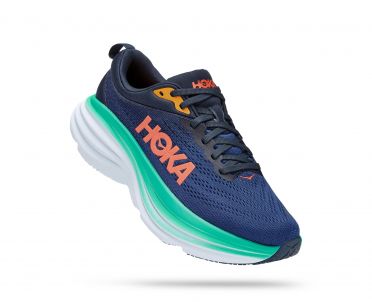 Hoka Bondi 8 WIde Laufschuhe Blau Damen