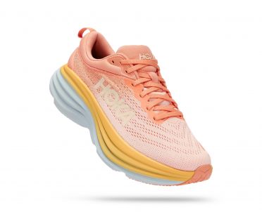 Hoka Bondi 8 Laufschuhe lachsrosa Damen