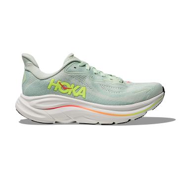 Hoka Clifton 10 Laufschuhe Sea Glass/Neon Flame WIDE Damen 