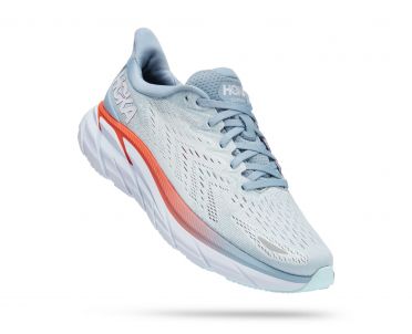 Hoka Clifton 8 wide Laufschuhe Hellblau Damen