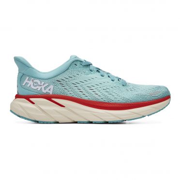 Hoka One One Clifton 8 Laufschuhe Blau/Rot Damen