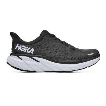 Hoka One One Clifton 8 wide Laufschuhe Schwarz/Weiß Damen