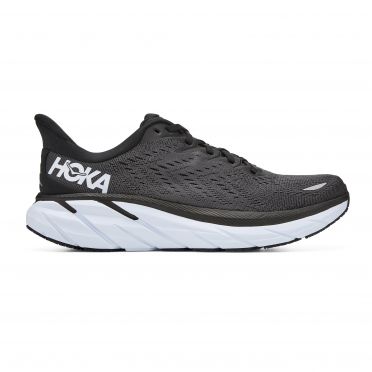 Hoka One One Clifton 8 wide Laufschuhe Schwarz/Weiß Herren