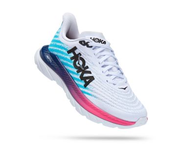 Hoka Mach 4 Laufschuhe Weiss/Blau Damen