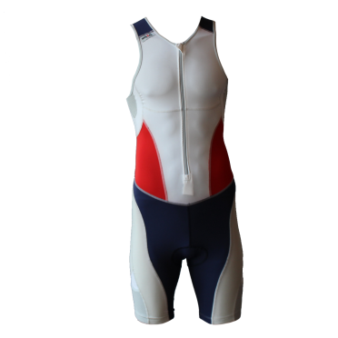 Ironman Trisuit front zip ärmellos Extreme suit Weiß/Blau/Rot Herren 