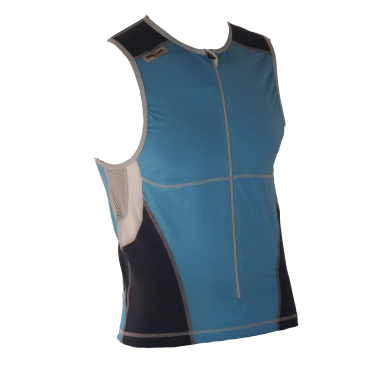 Ironman Tri top front zip ärmellos Bodysuit Blau Herren 