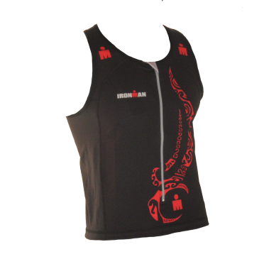 Ironman Tri top front zip ärmellos Multisport Tattoo Schwarz/Rot Herren 